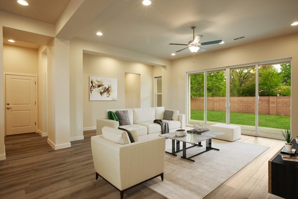 Vista Azul living room with sliding glass doors