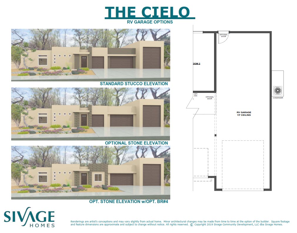 The Cielo 2 car garage options